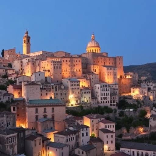 I Sassi di Matera in Basilicata con illuminazione serale