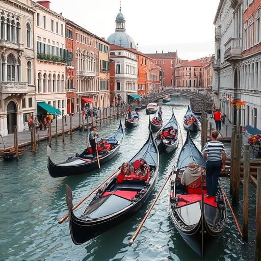 Il Canal Grande di Venezia con le gondole che lo percorrono