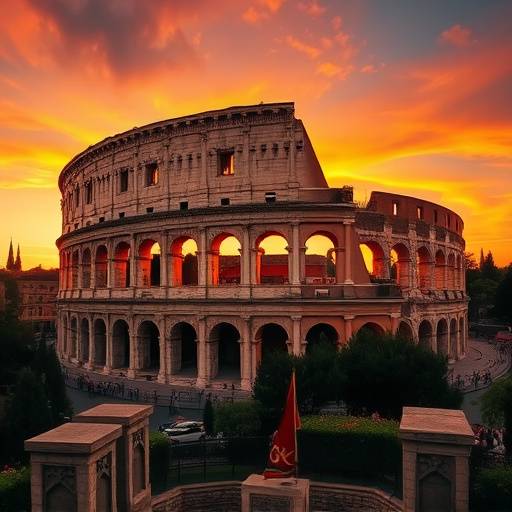 Il Colosseo a Roma al tramonto
