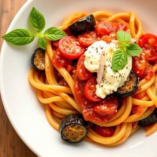 Pasta alla Norma: un primo piatto siciliano con melanzane, pomodoro e ricotta salata