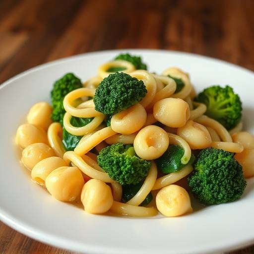 Un piatto di orecchiette fresche con cime di rapa e peperoncino
