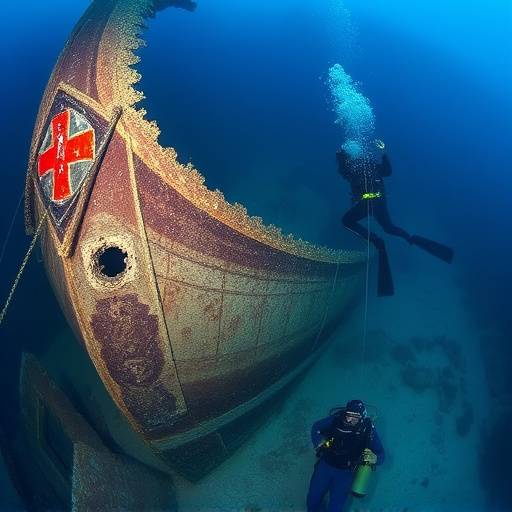 Un subacqueo che esplora un relitto sottomarino in Sicilia