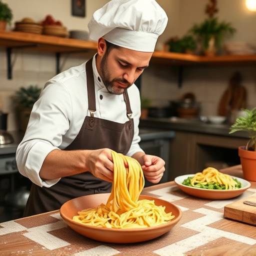 Una lezione di cucina tradizionale toscana con una chef che mostra come preparare la pasta fresca