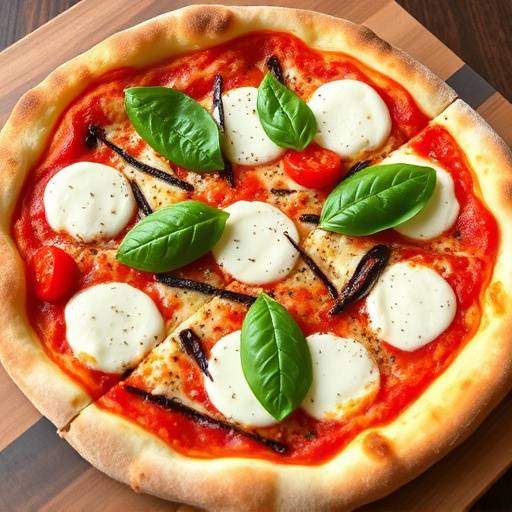 Una tradizionale pizza napoletana appena sfornata con mozzarella di bufala, pomodoro e basilico fresco